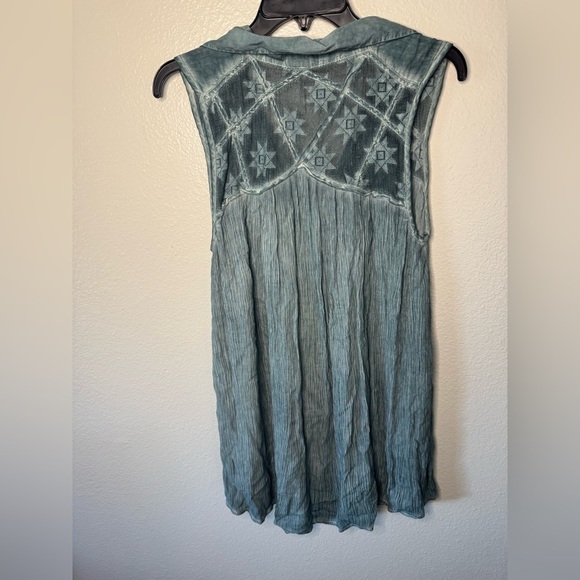 Free People Oversized Gauze Linen Flowy Collared Tank Top - Picture 6 of 7